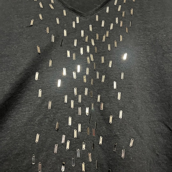 Eileen Fisher‎ Black Cut Out Short Sleeve Blouse - Picture 2 of 7